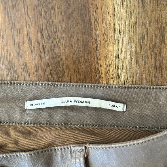 Zara Woman Mid Rise Coated Pant - Picture 6 of 7